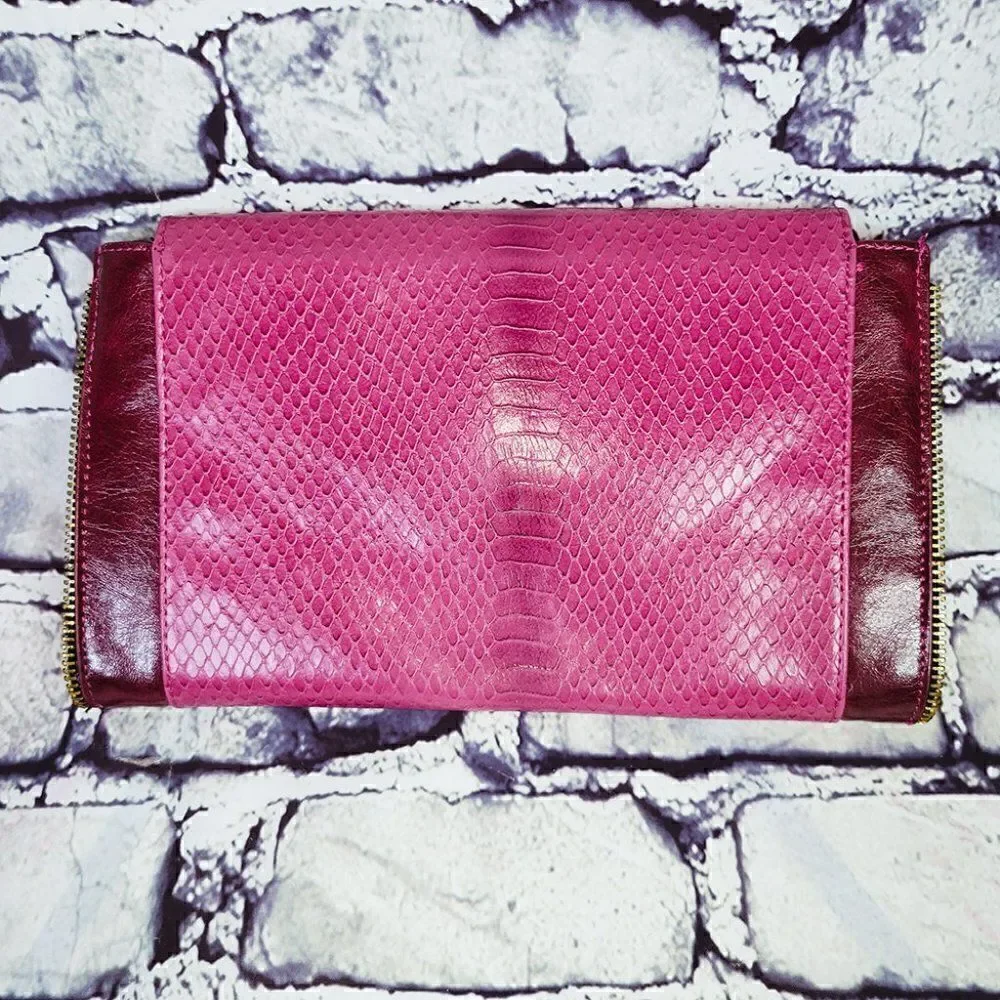 Urban Expressions snakeskin pink purple clutch shoulder bag